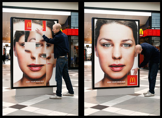 Наружная реклама McDonalds — это паззл, который надо собрать, чтобы проснуться