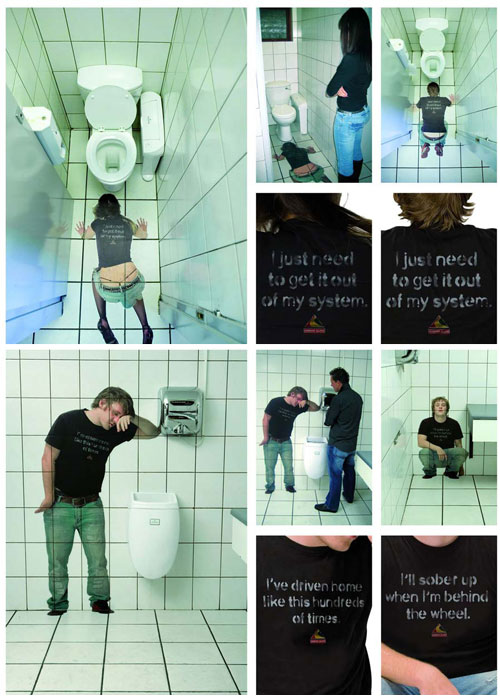 Пьяные люди в туалетах — социальная реклама против нетрезвых водителей
