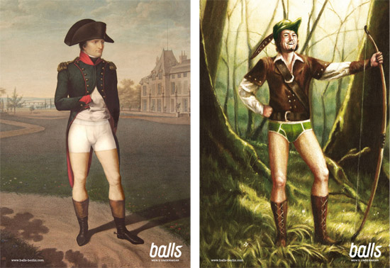 Наполеон и Робин Гуд без штанов в рекламе трусов Balls